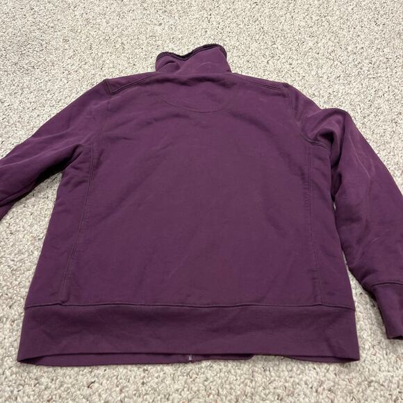 LL Bean Women's Full Zip Fleece Lined Jacket Sz L Purple Outdoor Cotton Cozy - Picture 5 of 8